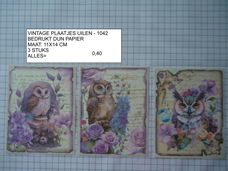 vintage plaatjes uilen 1042 - laatste set - eenmalig