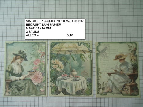 vintage plaatjes vrouw/tuin 637 - laatste set - eenmalig - 0