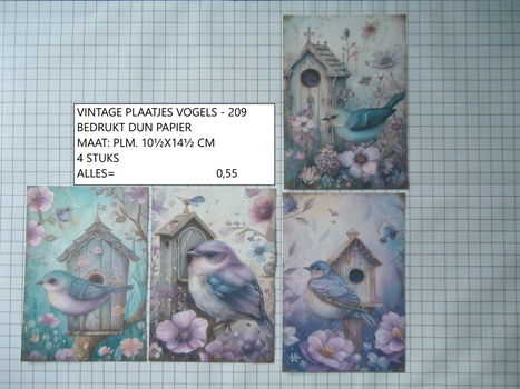 vintage plaatjes vogels 209 - laatste set - eenmalig - 0