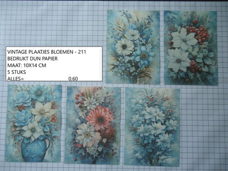 vintage plaatjes bloemen 211 - laatste set - eenmalig - 0