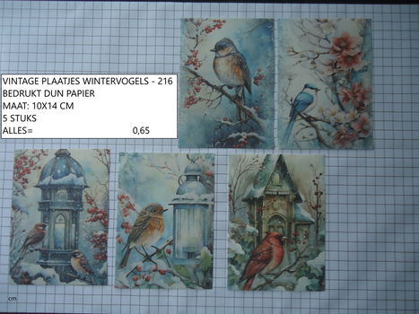 vintage plaatjes wintervogels 216 - laatste set - eenmalig - 0