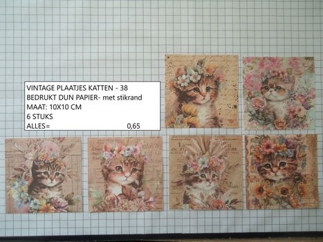 vintage plaatjes katten 38 stikrand - laatste set - eenmalig - 0