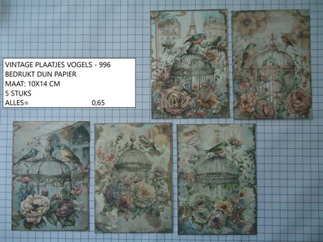 vintage plaatjes vogels 996 - laatste set - eenmalig - 0