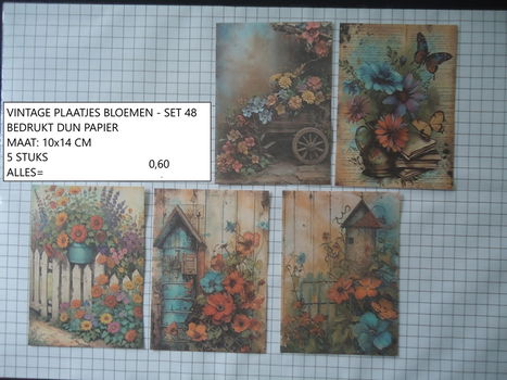 vintage plaatjes bloemen 48 - laatste set - eenmalig - 0