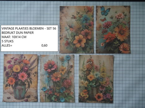 vintage plaatjes bloemen 56 - laatste set - eenmalig - 0