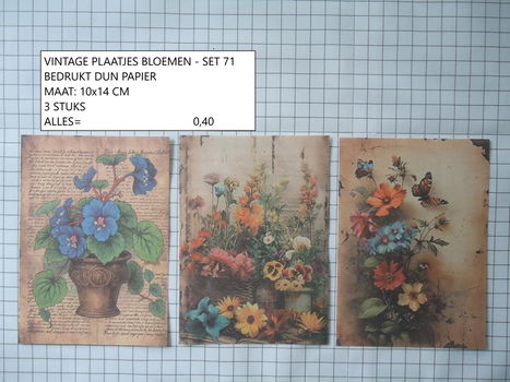 vintage plaatjes bloemen 71 - laatste set - eenmalig - 0