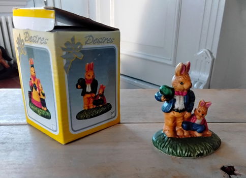 Vintage keramieken beeldje - konijn - haas - pasen - rabbit - 1