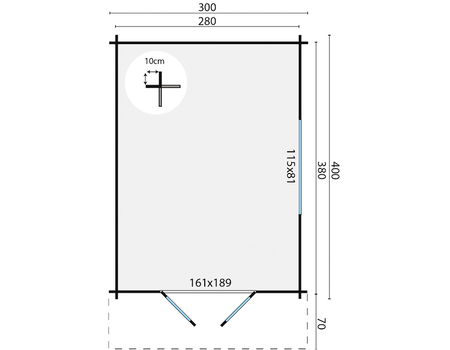 Tuinhuis-Blokhut Pamplona: 300 x 400 + 70cm (br x d) - EXTRA DIEP - 4