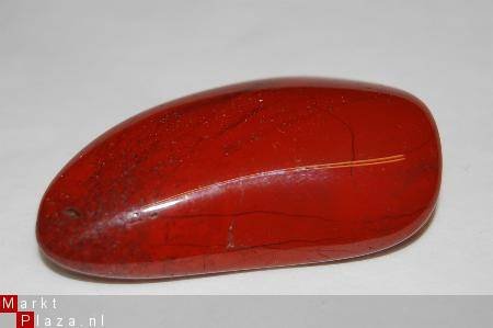 #64 Rode Jaspis Red Jasper Knuffel trommelsteen - 1