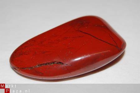 #64 Rode Jaspis Red Jasper Knuffel trommelsteen - 1