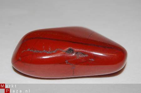 #66 Rode Jaspis Red Jasper Knuffel trommelsteen - 1