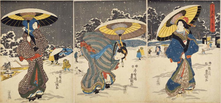 Winters tafereel - Utagawa Kunisada - 0