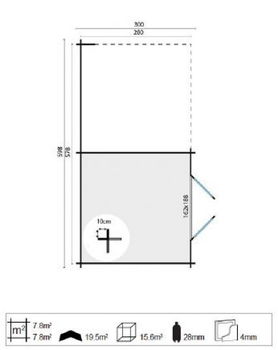 Tuinhuis-Blokhut Chappo met overkapping: 300+298x300 - 2