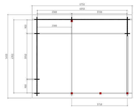 Tuinhuis-Blokhut-wolfskap WKS1: 615 x 505 x 352 - 1