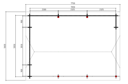 Tuinhuis-Blokhut-Wolfskap WKS2: 715 x 505 x 352 - 2