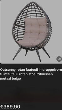 Rotan fauteuil in druppelvorm - 2