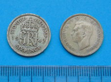 Groot-Brittannië - sixpence 1942 - zilver