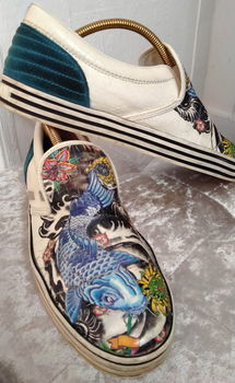 Boot schoenen met Koi Karper tattoo - 3