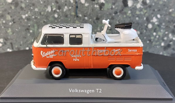 Volkswagen T2 Vespa scooter 1:43 Schuco Sch184 - 0