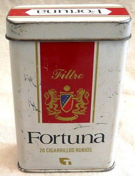 Blik, Sigaretten, Merk: FORTUNA, TABACALERA, S.A., afm.: 9x2,5x6cm, 1980s. - 0