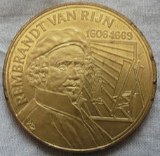 Penning / Munt, Rembrandt van Rijn - Serie Beroemde Nederlanders van het Koninkrijk, KNM, uit 1992.