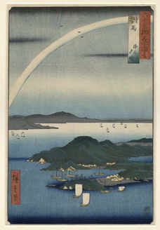 Mooie avond aan de kust van Tsushima - Ando Hiroshige - 1856