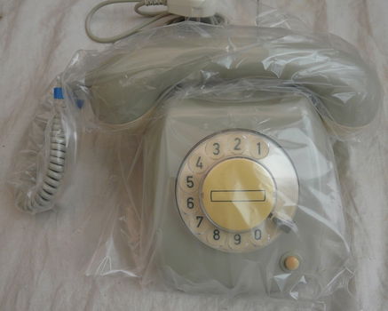 Telefoontoestel, Retro, type: T65, Merk: Ericsson, Grijs, PTT, in Doos met Handleiding, 1987. - 1