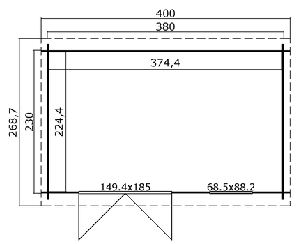 Tuinhuis-Blokhut Amira 230: 400 x 250 cm - 4