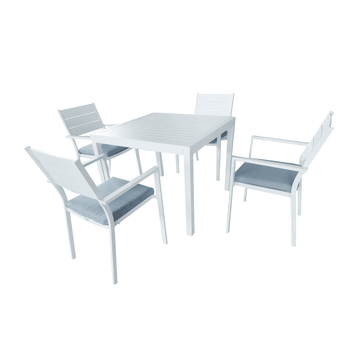 Boender Outdoor Tuinset 5-delig met kussens diningset wit - 0