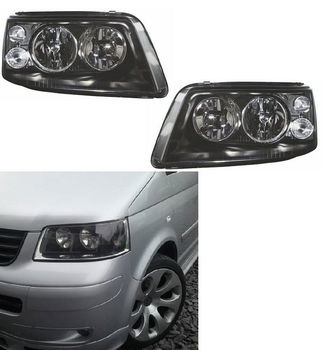 Volkswagen T5 koplampen set zwart. Links en rechts. Nieuw! - 0