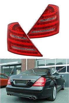 Mercedes Benz S Klasse W221 LED achterlichten rood wit - 0