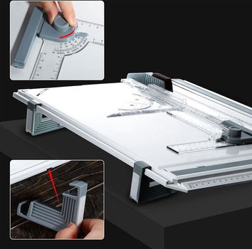 A3 tekenbord met liniaal, geodriehoek, schuifliniaal - 1