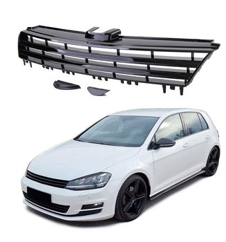 VW Golf 7 embleemloze grille hoogglans zwart - 0