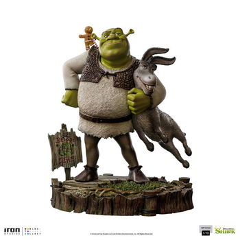 Iron Studios Deluxe Statue Shrek Donkey and The Gingerbread Man - 0