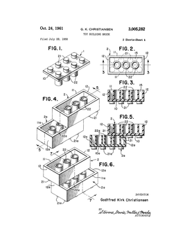 Lego patent tekening - 1958 - overdruk - 0