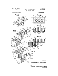 Lego patent tekening - 1958 - overdruk