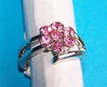 Zilveren ring met roze Swarovski, model K, diverse maten - 0 - Thumbnail