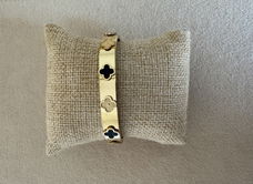 Gouden bangle armband met zwarte klavers verguld waterproof