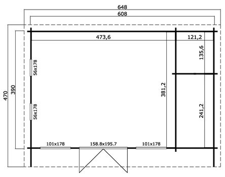 Tuinhuis-Blokhut Japan: 608 x 390 cm - 4