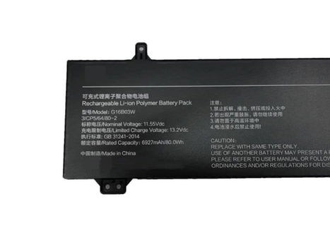 Hoogwaardige vervangbare batterij XIAOMI G16B03W 6927mAh/80.0WH 11.55V - 0