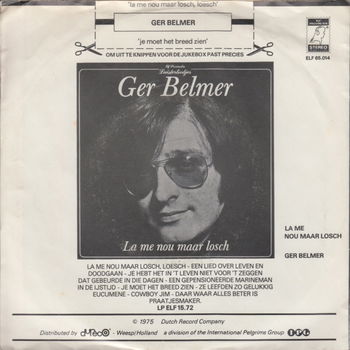 Ger Belmer ‎– La Me Nou Maar Losch, Loesch - 1