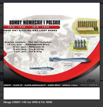 Modelbouw pakket Mirage-Hobby Mirage 248001 1/48 Ger WWI & Pol. WWII light bombs - 0