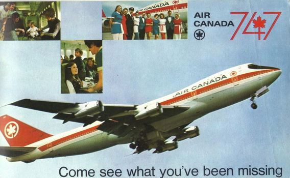 Air Canada poster Boeing 747 - ca. 1971 - overdruk - 0