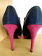 Nieuwe donkerblauwe lederlook plateaupumps met roze velourse afwerking mt. 36 - 2 - Thumbnail