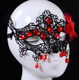 Zwart kanten masker met rood kristal en bloem - 0 - Thumbnail