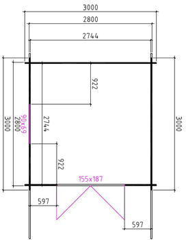 Tuinhuis-Blokhut 3032: 300 x 300 x 236(h) cm - 4