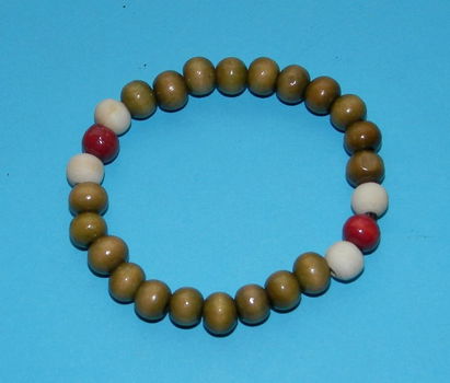 Houten pols mala of Boeddha armband, gemengd, model C - 0