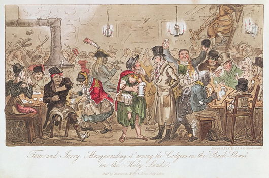 Zeer Fraaie George Cruikshank Kleuren Ets, ''Tom and Jerry'' - 0