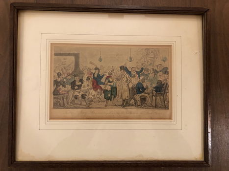 Zeer Fraaie George Cruikshank Kleuren Ets, ''Tom and Jerry'' - 1