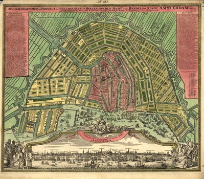 Kaart van Amsterdam - Johann Homann - 17e eeuw - overdruk - 0